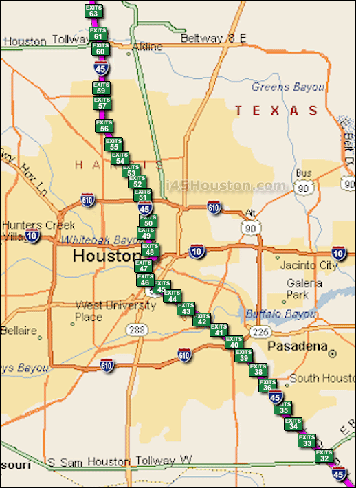 Interstate 45 Houston Exit Map